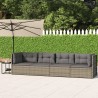 Set Divani da Giardino 4 pz con Cuscini in Polyrattan Grigio