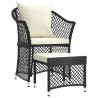 Set da Giardino 2 pz con Cuscini Nero in Polyrattan