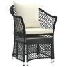 Set da Giardino 2 pz con Cuscini Nero in Polyrattan