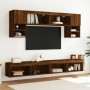 Mobili TV a Muro con LED 6pz Rovere Marrone Legno Multistrato