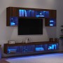 Mobili TV a Muro con LED 6pz Rovere Marrone Legno Multistrato