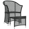 Set da Giardino 2 pz con Cuscini Nero in Polyrattan