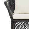 Set da Giardino 2 pz con Cuscini Nero in Polyrattan