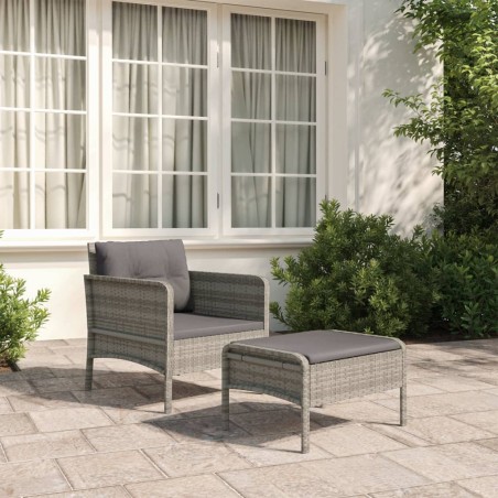 Set di Divani da Giardino 2 pz con Cuscini in Polyrattan Grigio