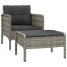 Set di Divani da Giardino 2 pz con Cuscini in Polyrattan Grigio