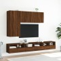 Mobili TV a Muro 5pz Rovere Marrone in Legno Multistrato