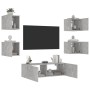 Mobili TV a Muro 5pz con Luci LED Grigio Cemento