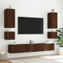 Mobili TV a Muro 6pz con Luci LED Rovere Marrone