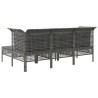 Set Divani da Giardino 5 pz con Cuscini in Polyrattan Grigio