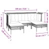 Set Divani da Giardino 5 pz con Cuscini in Polyrattan Grigio