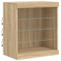 Credenza con Luci LED Rovere Sonoma 60,5x37x67 cm