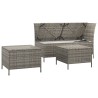 Set Divani da Giardino 3 pz con Cuscini in Polyrattan Grigio