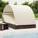 Lettino Doppio Tetto Rotondo Marrone 211x112x140 cm Polyrattan