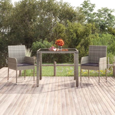 Sedie da Giardino con Cuscini 2 pz in Polyrattan Grigie