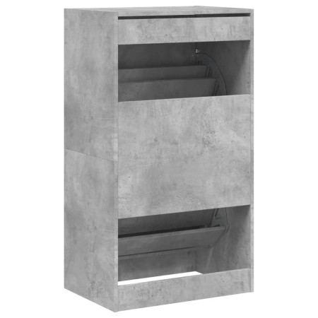 Scarpiera 2 Cassetti Ribaltabili Grigio Cemento 60x42x108 cm