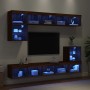 Mobili TV a Muro con LED 8pz Rovere Marrone Legno Multistrato