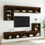 Mobili TV a Muro con LED 8pz Rovere Marrone Legno Multistrato