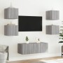 Mobili TV a Muro con LED 6pz Grigio Sonoma Legno Multistrato