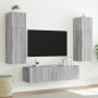 Mobili TV a Muro con LED 6pz Grigio Sonoma Legno Multistrato