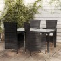 Set da Pranzo da Giardino 5 pz con Cuscini in Polyrattan Nero