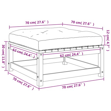 Poggiapiedi da Giardino con Cuscini 2 pz Legno Massello di Pino