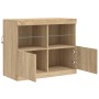 Credenza con Luci LED Rovere Sonoma 81x37x67 cm