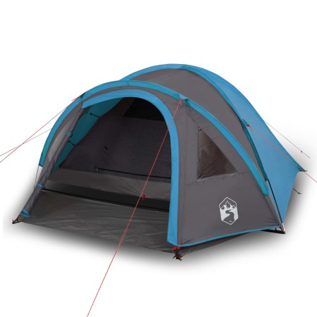 Tenda da Campeggio a Cupola per 4 Persone Blu Impermeabile