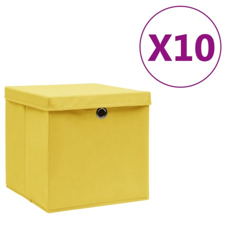 Contenitori con Coperchi 10 pz 28x28x28 cm Giallo