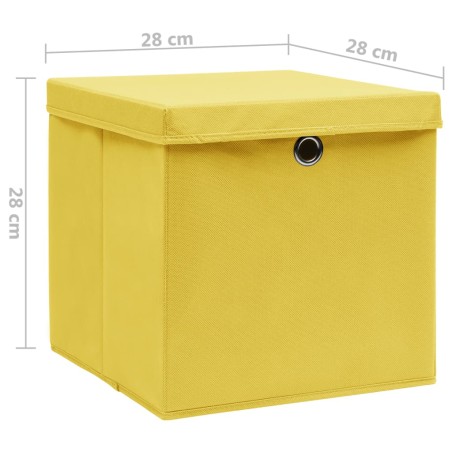 Contenitori con Coperchi 10 pz 28x28x28 cm Giallo