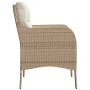 Sedie da Giardino con Cuscini 2 pz Beige in Polyrattan