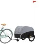 Rimorchio da Bici Nero e Grigio 45 kg in Ferro