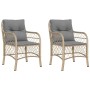 Sedie da Giardino con Cuscini 2 pz Beige Misto in Polyrattan