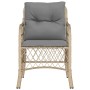 Sedie da Giardino con Cuscini 2 pz Beige Misto in Polyrattan