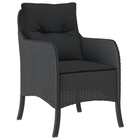 Set da Pranzo da Giardino 5 pz Nero con Cuscini in Polyrattan