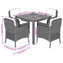 Set da Pranzo da Giardino 5 pz con Cuscini in Polyrattan Grigio