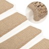 Tappeti Autoadesivi Scale Aspetto Sisal 15 pz 65x21x4 cm Sabbia