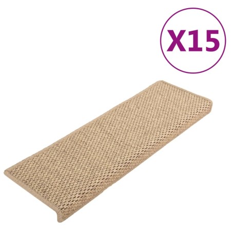 Tappeti Autoadesivi Scale Aspetto Sisal 15 pz 65x21x4 cm Sabbia