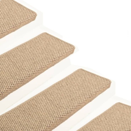 Tappeti Autoadesivi Scale Aspetto Sisal 15 pz 65x21x4 cm Sabbia