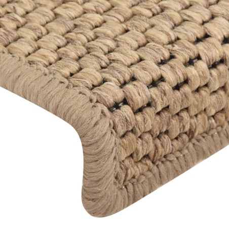 Tappeti Autoadesivi Scale Aspetto Sisal 15 pz 65x21x4 cm Sabbia