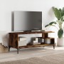 Mobile TV Rovere Fumo 102x40x41cm Legno e Acciaio a Polvere