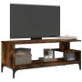 Mobile TV Rovere Fumo 102x40x41cm Legno e Acciaio a Polvere