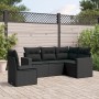 Set Divani da Giardino 5 pz con Cuscini in Polyrattan Nero