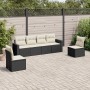 Set Divano da Giardino 6 pz con Cuscini Nero in Polyrattan