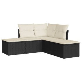 Set Divani da Giardino 5 pz con Cuscini in Polyrattan Nero