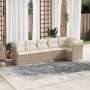 Set Divano da Giardino 6 pz con Cuscini Beige in Polyrattan