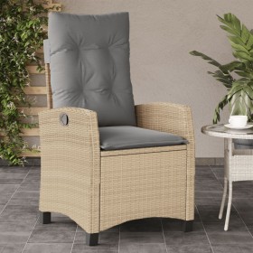 Sedia Reclinabile Giardino con Cuscini Beige Misto Polyrattan