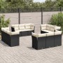 Set Divani da Giardino 12 pz con Cuscini Nero in Polyrattan