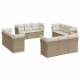 Set Divani da Giardino 12 pz con Cuscini Beige in Polyrattan