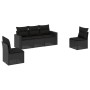 Set Divani da Giardino 5 pz con Cuscini in Polyrattan Nero