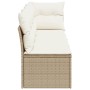 Divano da Giardino con Cuscini a 4 Posti Beige in Polyrattan